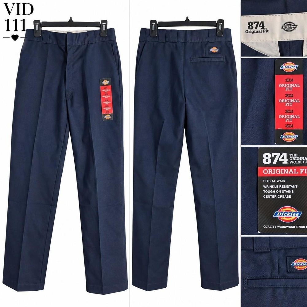 Dickies 874 Original Fit Work Pants Mens 36x34 Navy NWT Straight Leg